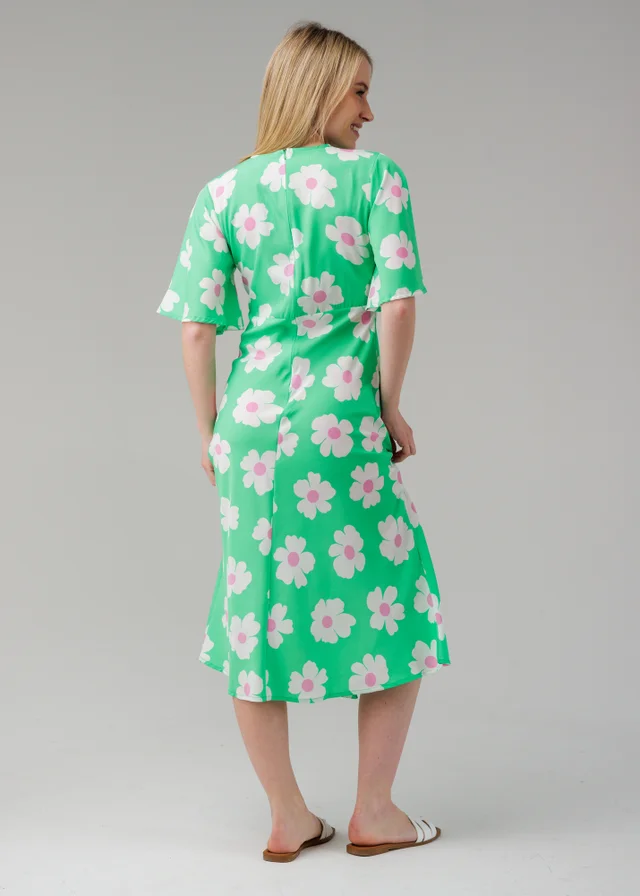 Influence Green Floral Short Sleeve Midaxi Dress