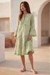 Roman Sage Leaf Print Tiered Boho Dress - 12 Image 1