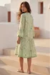 Roman Sage Leaf Print Tiered Boho Dress - 12 Image 3