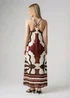 Wednesday’s Girl Brown Geometric Print Strappy V-Neck Midi Dress - 20 Image 2