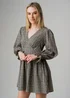 Wednesday’s Girl Black Check Print V Neck Frill Cuff Long Sleeve Mini Dress - XS Image 1