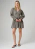 Wednesday’s Girl Black Check Print V Neck Frill Cuff Long Sleeve Mini Dress - XS Image 2