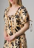 Wednesday’s Girl Beige Cotton Floral Puff Sleeve Smock Mini Dress - M Image 3
