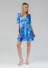 Influence Blue Short Sleeve Plunge Neck Printed Tea Dress - 14 Image 4