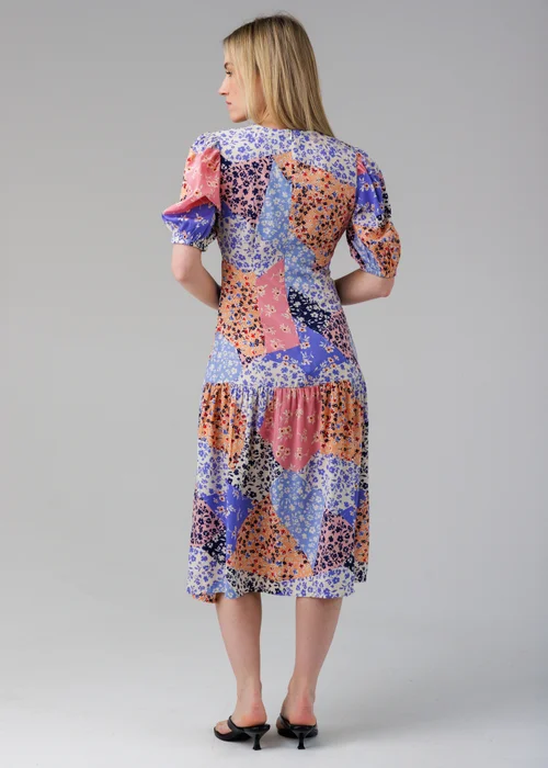 Influence Blue Long Sleeve Printed V-Neck Midi Dress - 12 Image 2