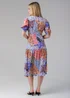 Influence Blue Long Sleeve Printed V-Neck Midi Dress - 12 Image 2