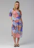 Influence Blue Long Sleeve Printed V-Neck Midi Dress - 12 Image 1