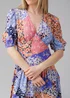 Influence Blue Long Sleeve Printed V-Neck Midi Dress - 12 Image 3