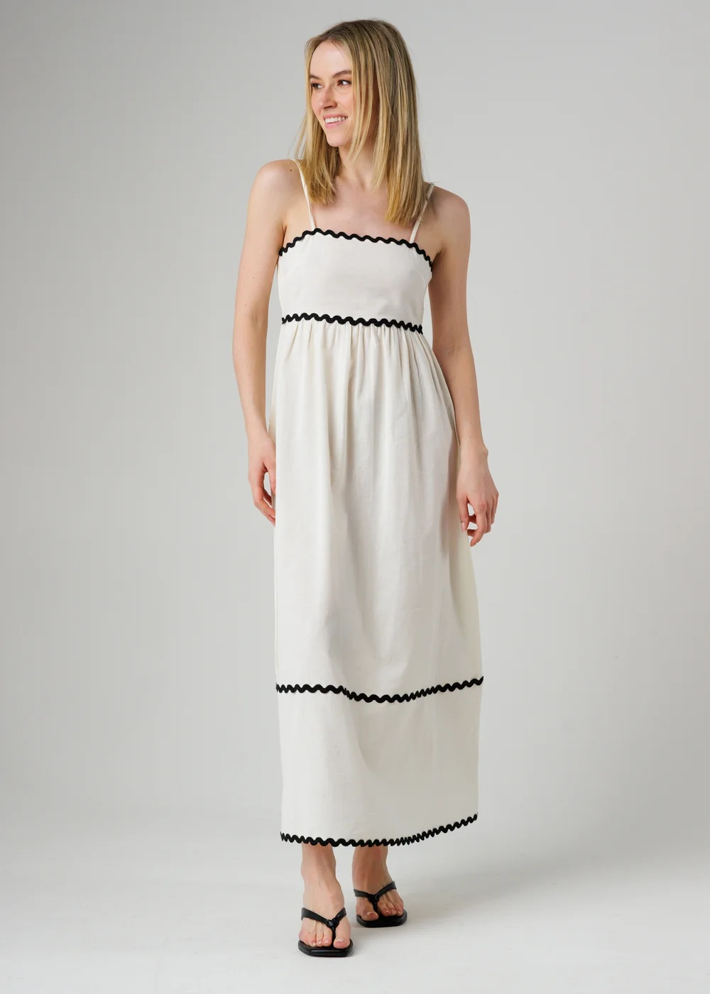 Wednesday’s Girl Cream Sleeveless Zig Zag Tiered Effect Maxi Dress - 8 Image 1