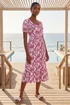 Roman Purple Petite Floral Print Frill Midi Dress - 14 Image 1