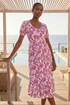 Roman Purple Petite Floral Print Frill Midi Dress - 14 Image 2