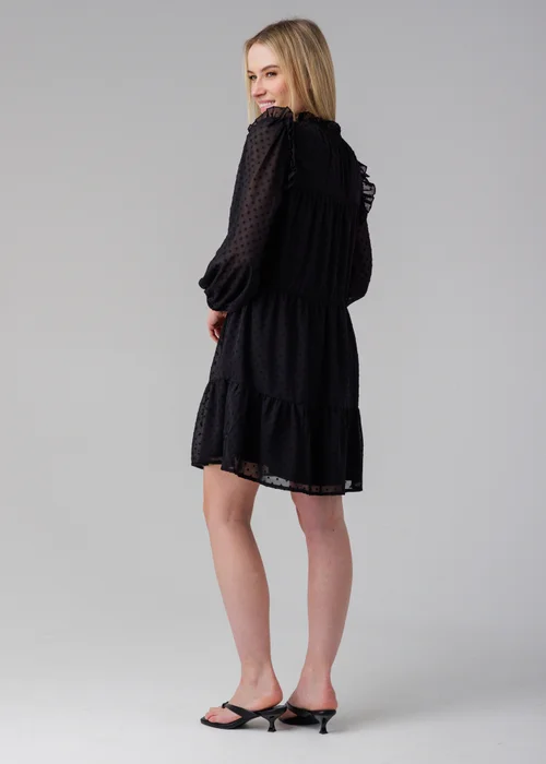 Influence Black Long Sleeve Multi-Tiered Ruffle Smock Mini Dress - 12 Image 2