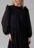 Influence Black Long Sleeve Multi-Tiered Ruffle Smock Mini Dress - 12 Image 3