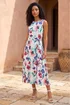 Roman Ivory Pleat Neck Floral Midi Dress - 12 Image 1