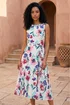 Roman Ivory Pleat Neck Floral Midi Dress - 12 Image 2