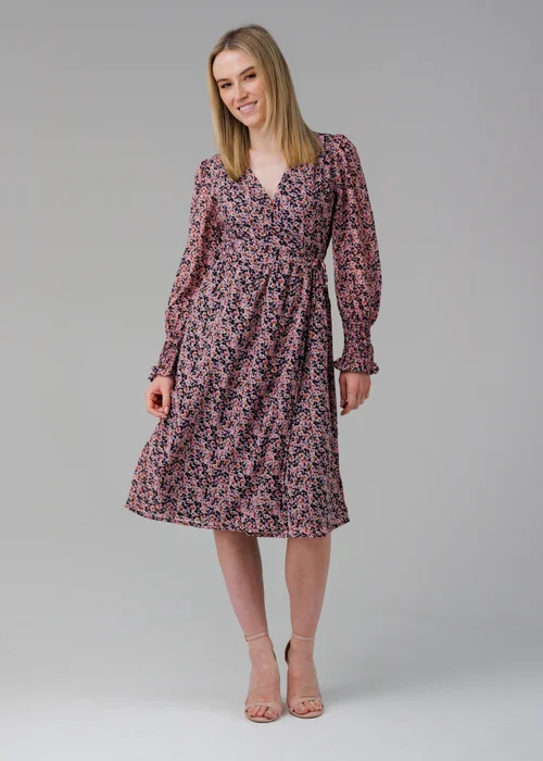 Influence Black Long Puff Sleeve Midi Wrap Dress - 14 Image 4