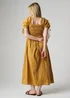Wednesday’s Girl Mustard Striped Square Neck Puff Sleeve Midi Dress - XS Image 2