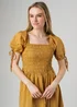 Wednesday’s Girl Mustard Striped Square Neck Puff Sleeve Midi Dress - XS Image 3