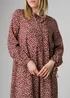 Wednesday’s Girl Burgundy Floral Tie Neck Long Sleeve Midi Dress - S Image 3