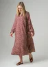 Wednesday’s Girl Burgundy Floral Tie Neck Long Sleeve Midi Dress - S Image 4