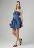 Wednesday’s Girl Blue Check Print Corset Waist Mini Cami Dress - L Image 1