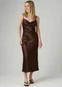 Wednesday’s Girl Brown Cowl Neck Midi Satin-Style Dress - 14 Image 1