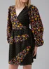 Influence Black Long Sleeve Floral Printed Wrap Mini Dress - 10 Image 3