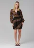 Influence Black Long Sleeve Floral Printed Wrap Mini Dress - 10 Image 1