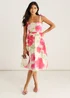 Gini London Pink Floral Tie Straps Midi Dress - 8 Image 1