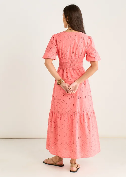 Gini London Coral Diamond Cut Work V Neck Broderie Dress - 16 Image 2