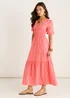 Gini London Coral Diamond Cut Work V Neck Broderie Dress - 16 Image 4
