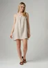 Wednesday’s Girl Beige Cotton Babydoll Elasticated Neck Strappy Mini Dress - 12 Image 1