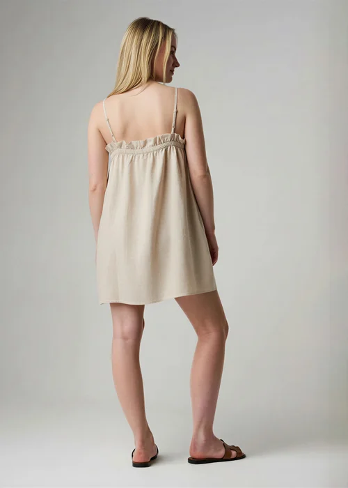 Wednesday’s Girl Beige Cotton Babydoll Elasticated Neck Strappy Mini Dress - 12 Image 2
