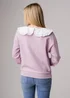 Influence Purple Cotton Peter Pan Tie Ruffle Collar Long Sleeve Sweatshirt - 14 Image 2