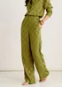 Gini London Khaki Floral Satin Jacquard Trousers - 16 Image 3