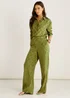 Gini London Khaki Floral Satin Jacquard Trousers - 16 Image 4