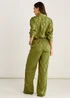 Gini London Khaki Floral Satin Jacquard Trousers - 16 Image 2