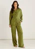 Gini London Khaki Floral Satin Jacquard Trousers - 16 Image 1