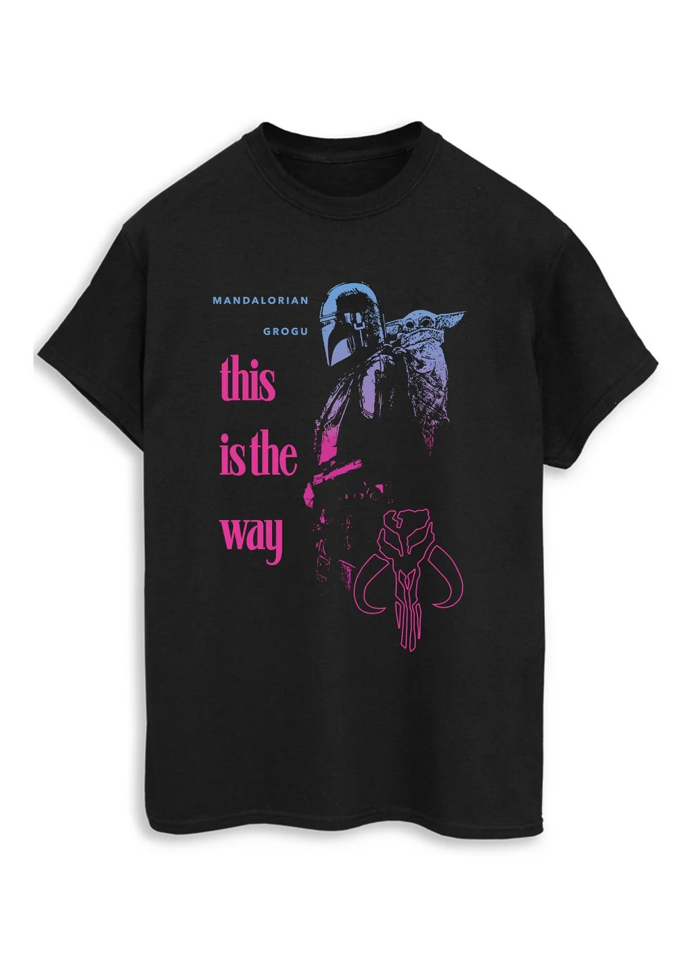 Spiral Galaxy Star Wars Mandalorian & Grogu This Way Black Graphic Boyfriend Fit T-Shirt - 5XL Image 1