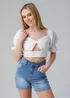 Influence White Short Puff Sleeve Bow Detail Cropped Top - 12 Image 3