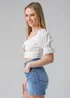 Influence White Short Puff Sleeve Bow Detail Cropped Top - 12 Image 1