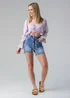 Influence Pink Long Sleeve Lace Up Peplum Hem Crop Top - 8 Image 4
