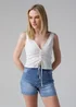 Influence White Sleeveless V-Neck Tie Front Cropped Top - 12 Image 1