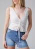 Influence White Sleeveless V-Neck Tie Front Cropped Top - 12 Image 3