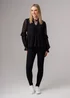 Influence Black Long Sleeve Dobby Tie Neck Smock Blouse - 12 Image 4