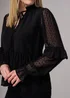 Influence Black Long Sleeve Dobby Tie Neck Smock Blouse - 12 Image 3