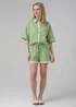 Wednesday's Girl Green Cotton Linen Zig Zag Hem Shirt - 8 Image 3