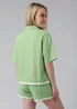Wednesday's Girl Green Cotton Linen Zig Zag Hem Shirt - 8 Image 2