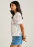Gini London Off White Floral Dobby Chiffon Shirred Cuff Blouse - 16 Image 4