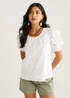 Gini London Cream Broderie Anglaise Puff Sleeves Top - 8 Image 3